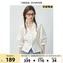 薄款 春秋装 翻领泡泡袖 收腰上衣 中袖 CHANG白色衬衫 VEGA 女2025新款