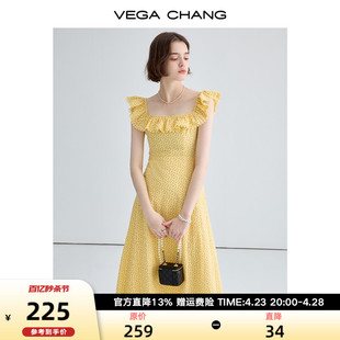 茶歇连衣裙女夏季 法式 CHANG法式 VEGA 小众高级感度假风碎花裙子