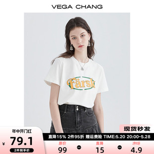 2024年新款 VEGA t恤女夏装 宽松字母印花打底上衣 CHANG短袖 韩版