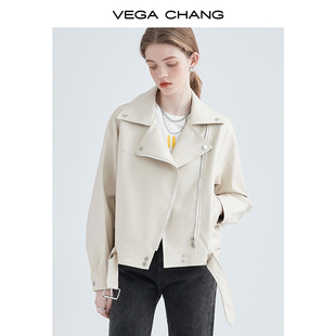 VEGA 机车皮衣女春秋西装 领BF风帅气pu皮夹克短外套ins潮 CHANG