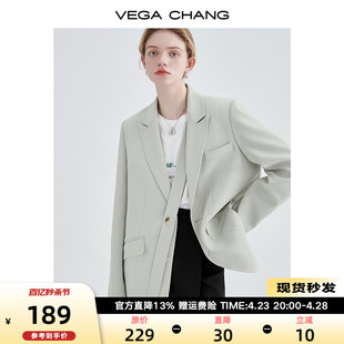 韩版 VEGA 女2024新款 外套 CHANG抹茶绿小西装 设计感小众女士西装