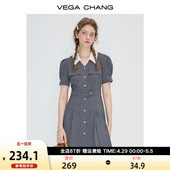 显瘦气质泡泡袖 新款 百褶裙子 CHANG学院风连衣裙女2024年春季 VEGA