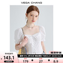 CHANG白色短袖 衬衫 女2024夏季 上衣 VEGA 新款 设计感小众显瘦泡泡袖