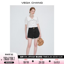 VEGA CHANG白色衬衫女夏装2024年新款法式小众蝴蝶结泡泡袖上衣