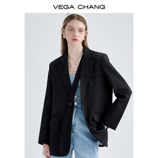 小个子英伦风西服上衣 外套女2024春秋新款 CHANG黑色小西装 VEGA