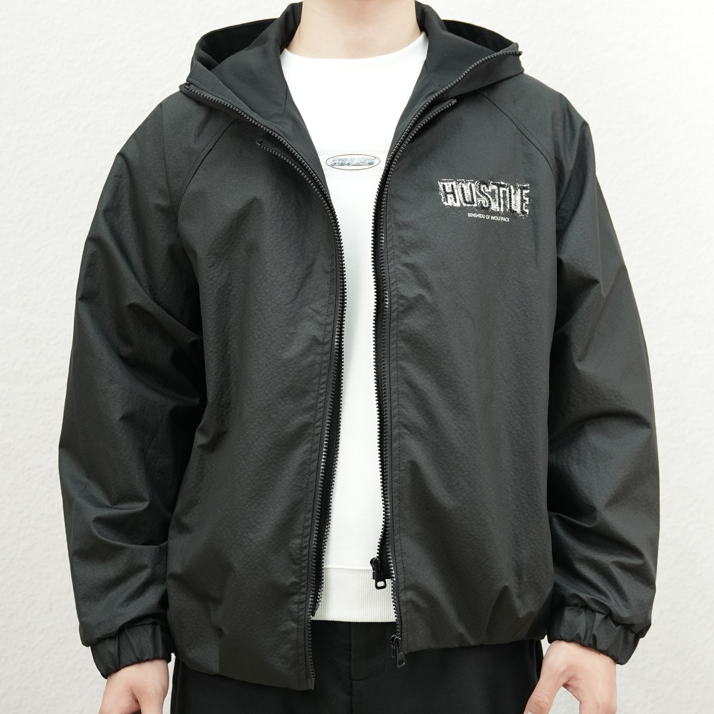 美式假两件机能风连帽拉链棒球服夹克男2026秋季字母刺绣防风外套