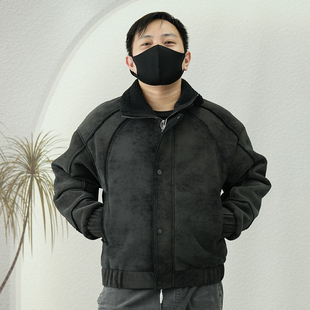 加厚加绒保暖休闲时尚 新款 潮流帅气皮衣外套 翻领夹克2025冬季 男士