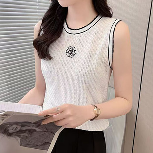 冰丝薄修身 100%桑蚕丝白色背心女2025新款 打底衫 内搭无袖 上衣 夏装