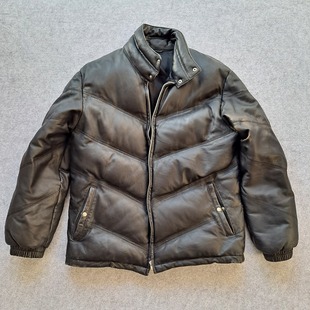 已干洗护理 古着 头层牛皮 皮衣 皮羽绒服 超厚抗寒防风 加厚男