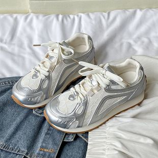 女2025夏季 板鞋 复古厚底德训鞋 新款 增高阿甘鞋 休闲百搭防滑运动鞋