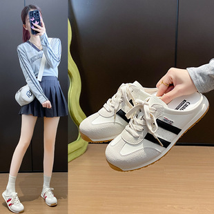 女学生懒人一脚蹬半托休闲鞋 2025夏季 ins韩版 新款 街拍GZ07 勃肯鞋