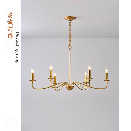 美式简约客厅全铜吊灯别墅酒店大堂餐厅自然风设计师创意个性灯具