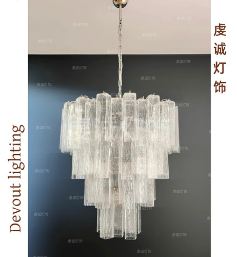 法式中古风方块玻璃吊灯设计师款复古客厅餐厅卧室灯挑高别野灯具