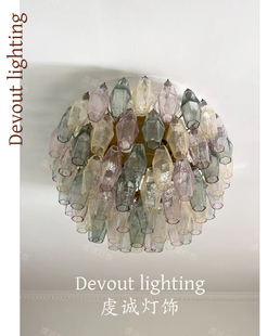 法式Murano穆拉诺客厅灯 创意别墅中古彩色玻璃餐厅卧室吸顶灯