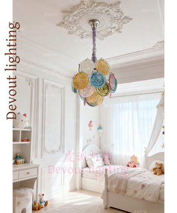 意大利murano中古风客厅餐厅卧室七彩法式复古穆拉诺手工玻璃吊灯