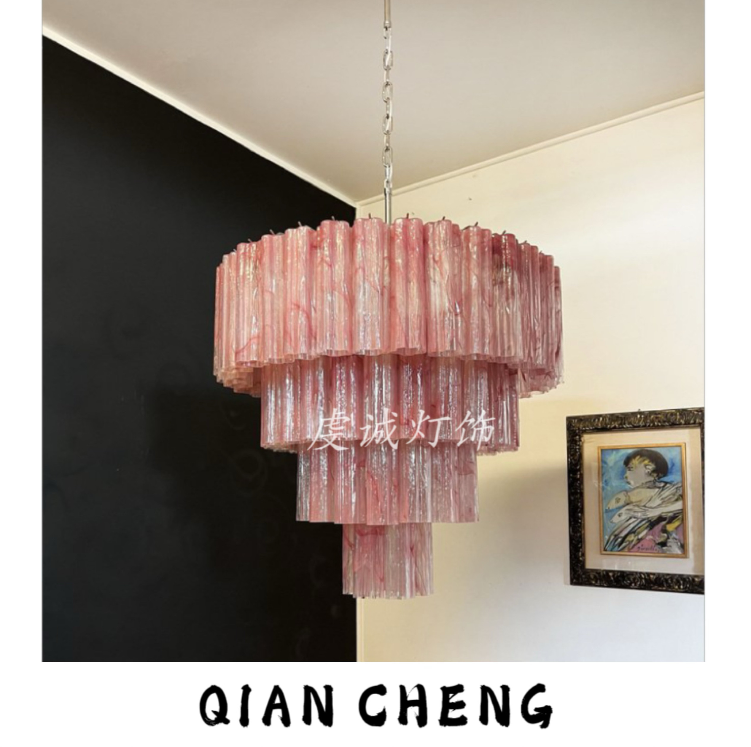 法式复古客厅吊灯中古风餐厅灯卧室灯轻奢高级感玻璃灯具,家装灯饰光源,客厅吊灯,淘宝优惠券,粉丝福利购,淘宝优惠卷