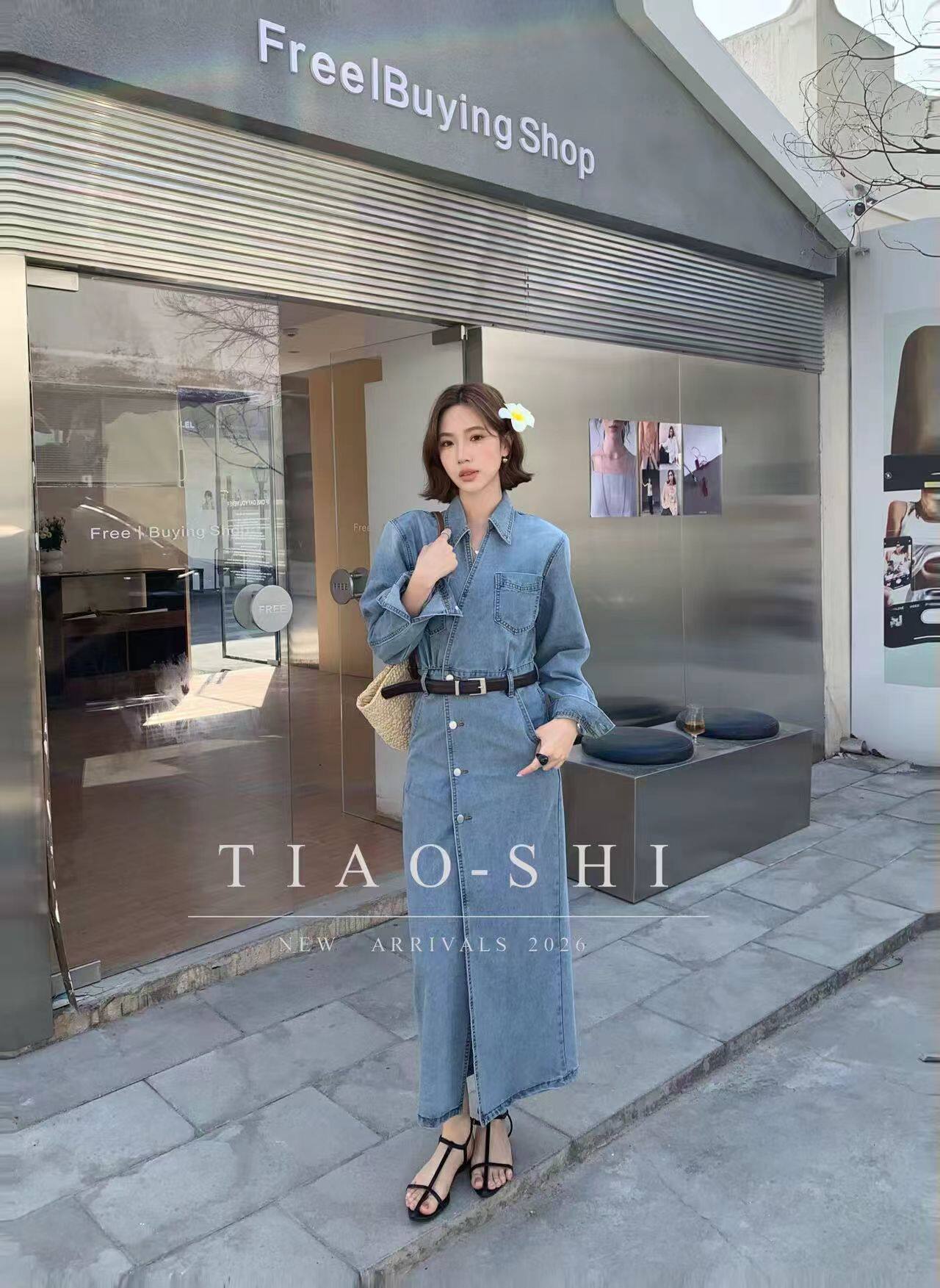 2026春秋款新品韩版时尚气质款女百搭显瘦设计感小众衬衫连体长裙