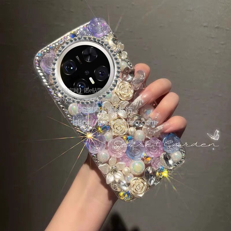 适用华为mate70手机壳mate70pro女新款满钻玫瑰mate60高级感mate50奢华水钻Pura70全包防摔pro+硅胶软外壳潮
