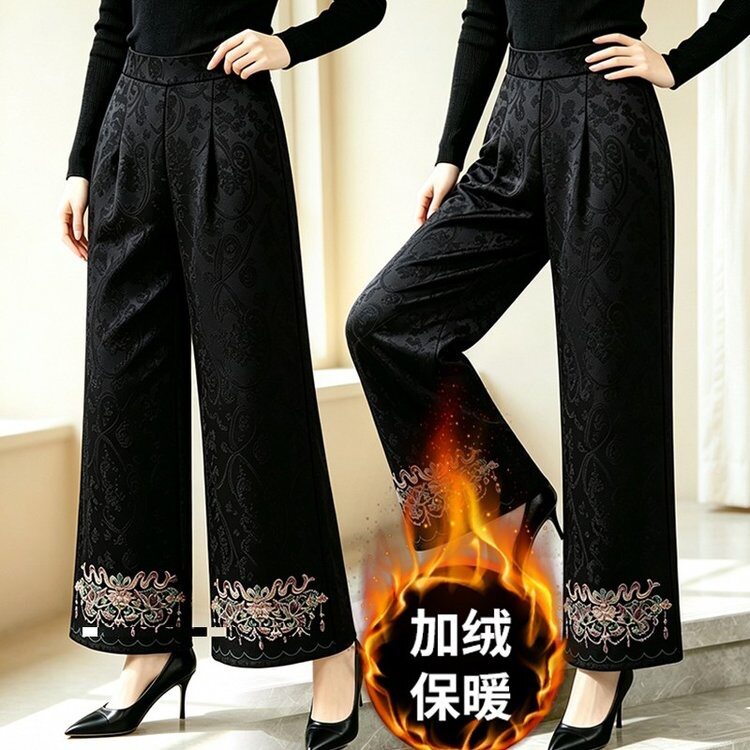 冬天妈妈裤子秋冬装时尚休闲长裤中老年人女裤加绒保暖奶奶棉裤女