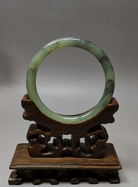 21年老店天然和田玉青花手镯53mm圈口细条女款玉镯编号5303