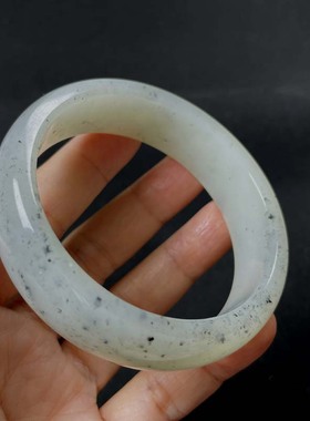 和田玉青花62mm圈口手镯宽版正品