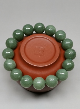 21年老店天然和田玉手串12mm圆珠手链编号104