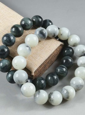 缘缘玉新疆和田玉且末青花手串墨玉手链天然正品有证书