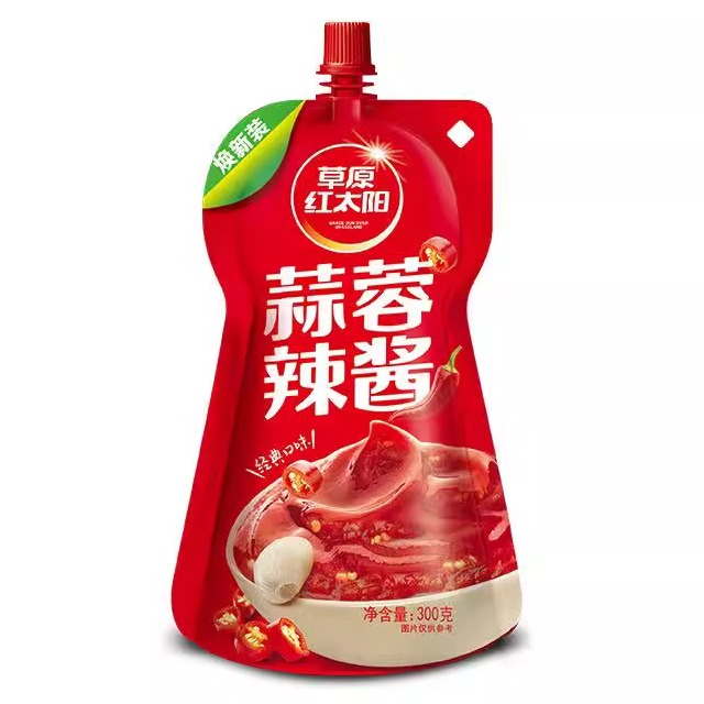 草原红太阳蒜蓉辣酱袋装调料扇贝烧烤拌面辣椒酱