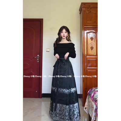 【送运费险】新中式黑色马面裙女