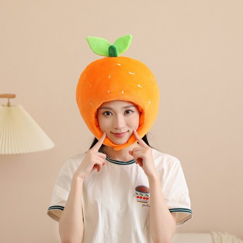 橘子头套帽子 拍照道具写真道具 卡通头套摄影道具表演道具