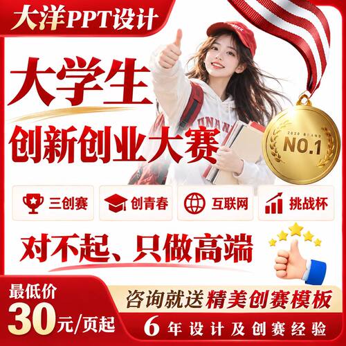 PPT代制作设计美化创新创业大赛互联网+挑战杯三创赛创青春
