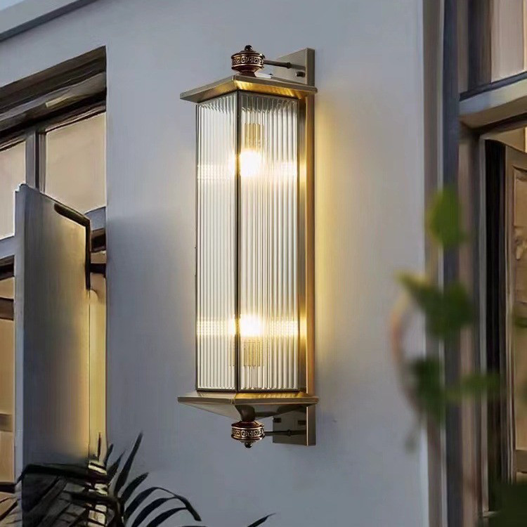 新中式全铜太阳能壁灯户外庭院灯别墅阳台外墙室外大门灯防水