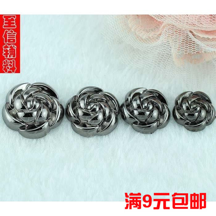 金属 枪黑色金色玫瑰花钮扣 女纽扣