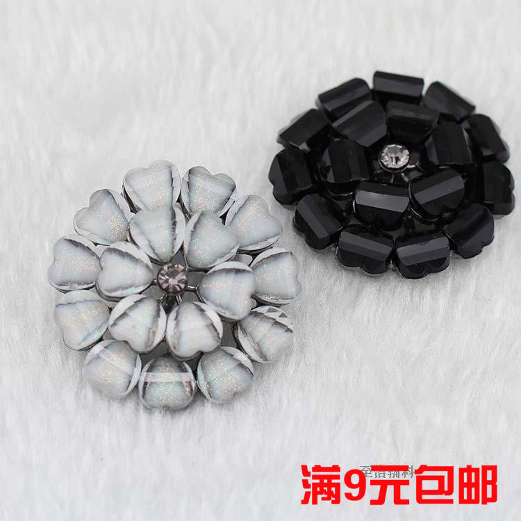 高档花瓣花朵扣子貂皮皮草呢大衣纽扣白色黑色装饰扣金属风衣毛衣