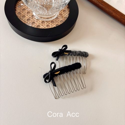 温柔气质毛绒蝴蝶结倒插蓬松发梳