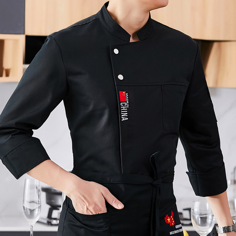 高档厨师服长袖男酒店厨房饭店餐饮短袖夏季纯棉工作服透气定制女