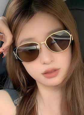 新款时尚椭圆港风潮太阳镜跨境inside小红书网红墨镜高级太阳眼镜