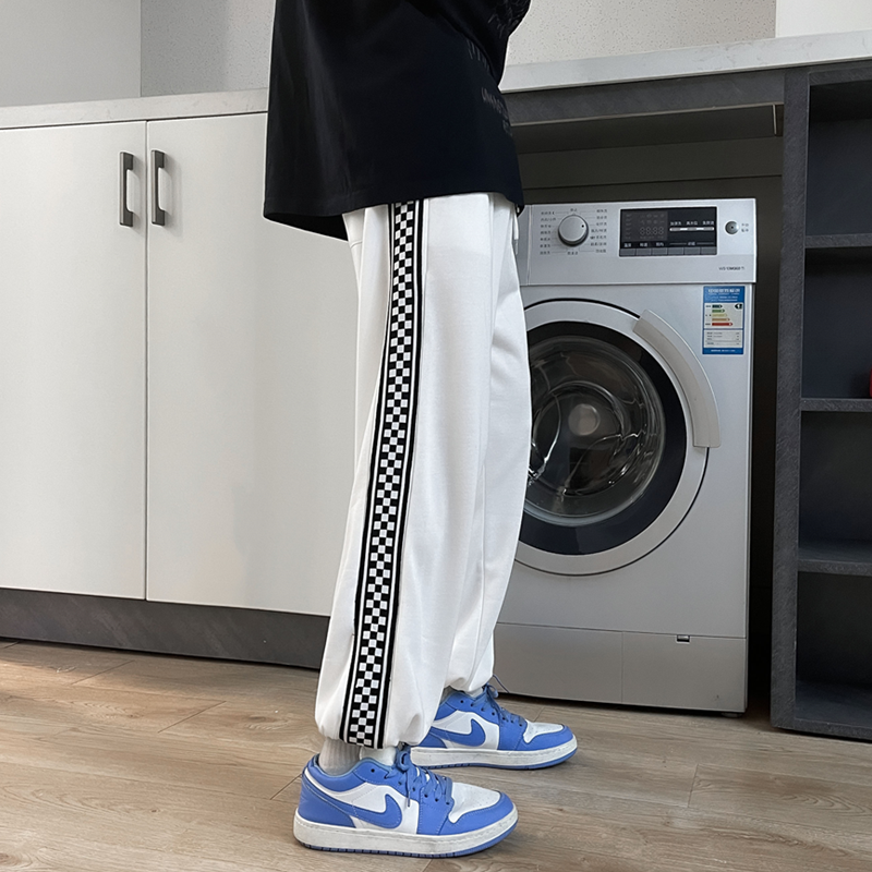 2023春季新款棋盘格港风青少年缩脚休闲运动卫裤KK29-P45，男装休闲裤，星座101A-1