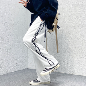 2023春装松紧腰反光条港风卫裤美式阔腿冰丝垂感休闲裤 KK04-P45,男装休闲裤,星座101A-1