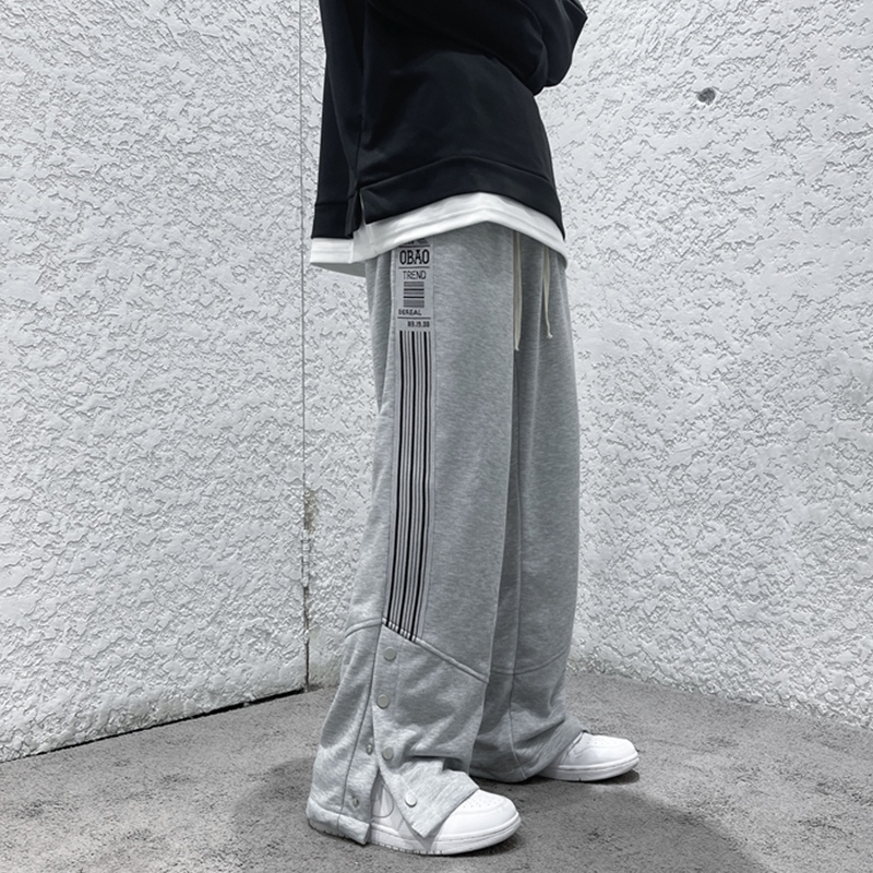2023春季微弹直筒排扣运动宽松青少年欧美高街休闲卫裤KK33-P50,男装休闲裤,星座101A-1