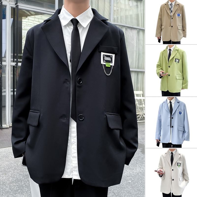 2023年春季小西装男士日系港风宽松潮帅气西服外套上衣XZ02P95，男装西服，星座101A-1