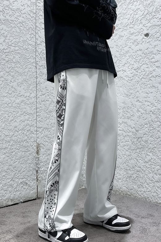 2023春夏季腰果花反光带直筒缩脚宽松青少年运动休闲裤KK38-P45,男装休闲裤,星座101A-1