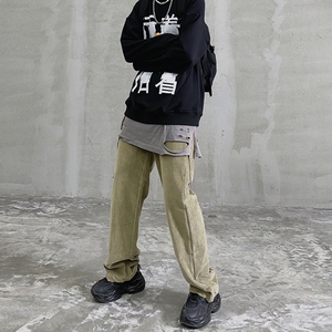 2023春夏灯芯绒拖地庸懒风休闲长裤宽松直筒垂感ins潮流CK17P49