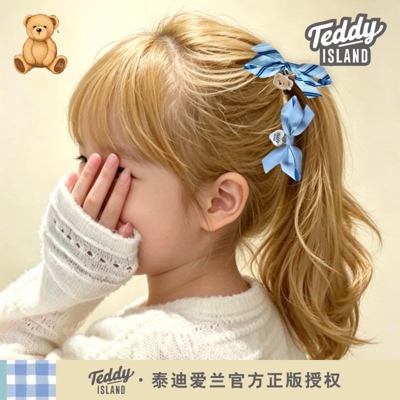 正版泰迪爱兰teddy儿童韩式甜美可爱少女发夹蝴蝶结对夹刘海边夹