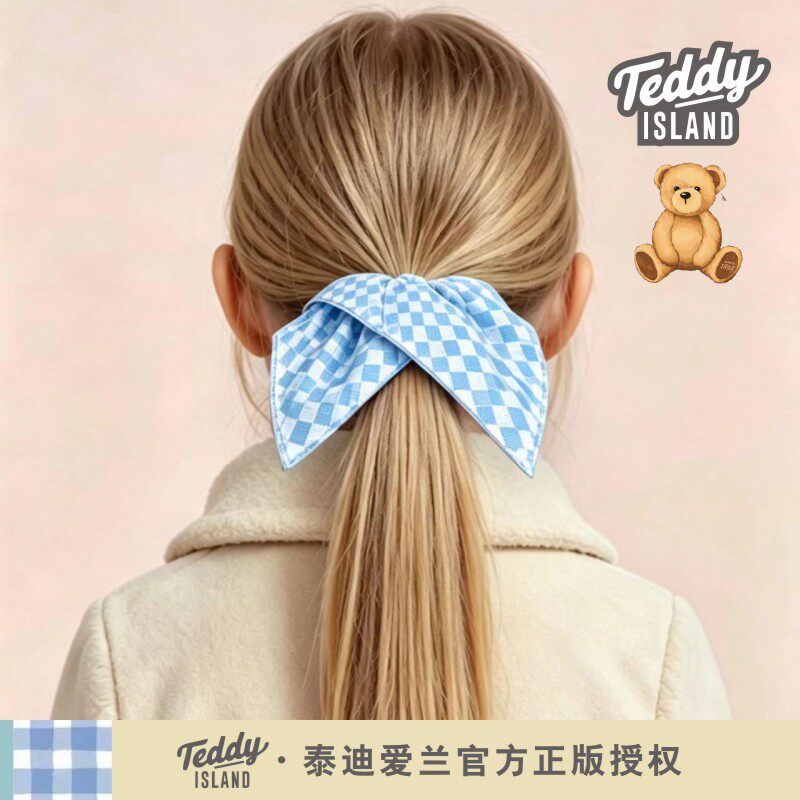 正版泰迪爱兰teddy日韩系INS方巾儿童大肠发圈小女孩新款发饰头绳