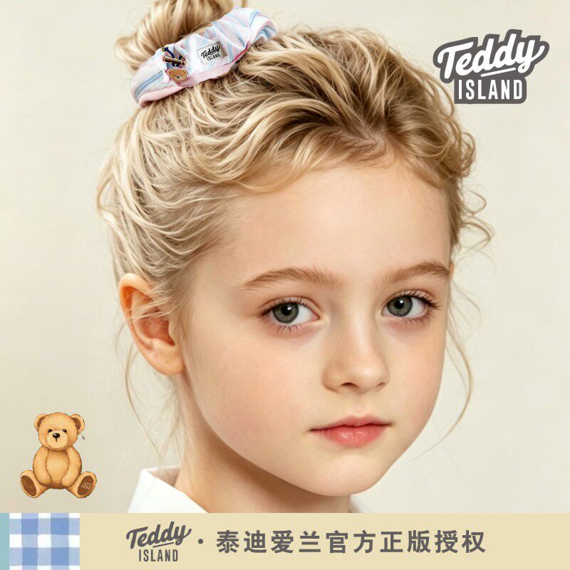 正版泰迪爱兰teddy女童大肠发圈头花扎头皮筋头绳儿童丸子头发圈