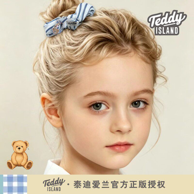 正版泰迪爱兰teddy女童头花扎头发皮筋头饰头饰头绳学院风大肠圈