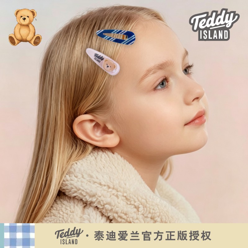 正版泰迪爱兰teddy儿童小熊发夹甜美可爱亚克力鸭嘴夹无痕一字夹