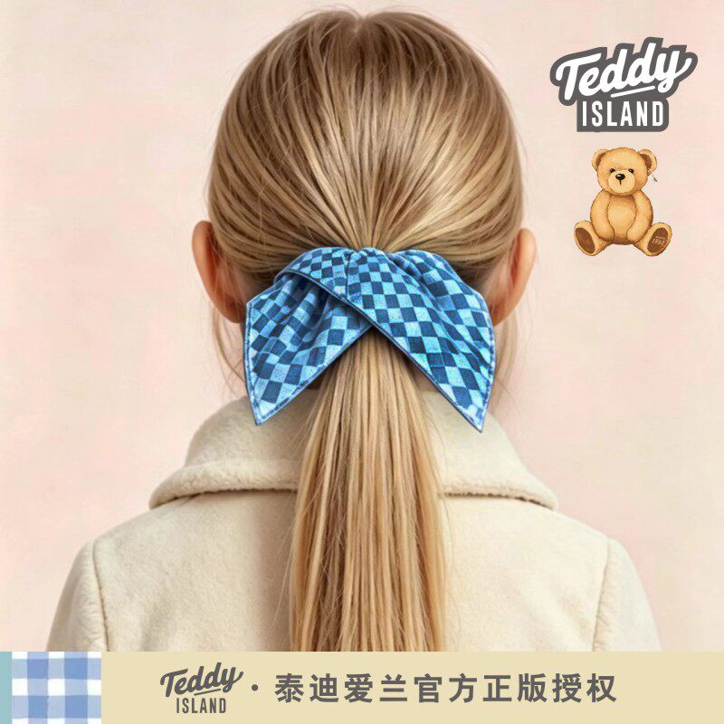 正版泰迪爱兰teddy女童方巾大肠发圈儿童马尾头花小女孩头绳头饰