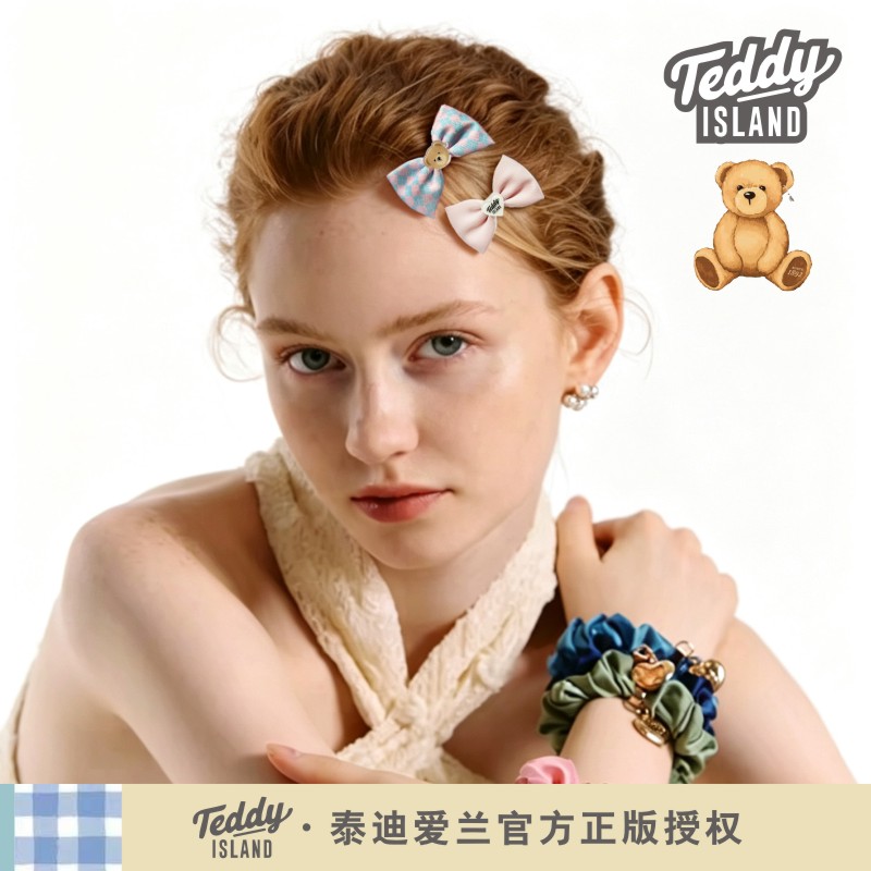 正版泰迪爱兰teddy韩国版蝴蝶结对夹侧边夹女生发卡头饰发夹发饰